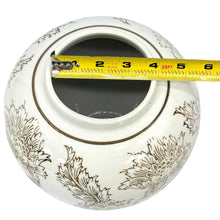 Load image into Gallery viewer, White & Brown Chinoiserie Ceramic Urn Style Jar 10"