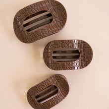 Load image into Gallery viewer, Brown Crocodile Small Flat Round Hair Clip