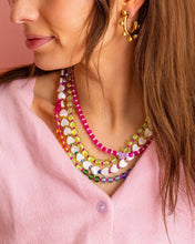 Load image into Gallery viewer, Beaded Necklace - Pink Beads w/ Purple Opal Heart - Karley