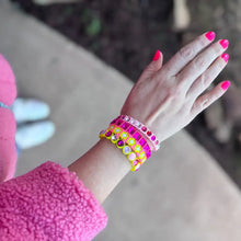 Load image into Gallery viewer, Enamel Stretch Bracelet - Square Gems - Libby - Asst Colors: White w/ Multi-Colored Stones