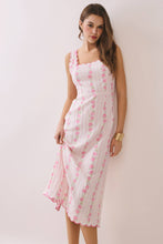 Load image into Gallery viewer, Floral Print Scalloped Detail Back Smocked Dress
