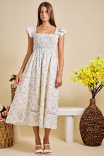 Load image into Gallery viewer, Floral Smocked Maxi Dress – Spring Summer Sundress: IVORY / M