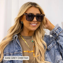 Load image into Gallery viewer, Dani- Women’s Square Sunglasses – Oversized Fall Line: Grey Cheetah
