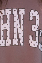 Load image into Gallery viewer, IT3080-JOHN316 | 'JOHN 3:16' Heart Applique Sweatshirt: Brown / S/M-L/XL (3-3)