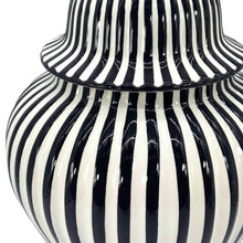 Load image into Gallery viewer, Black & White Candy Cane Striped Ceramic Vase 18"
