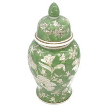 Load image into Gallery viewer, Green & White Chinoiserie Ginger Jar 14"