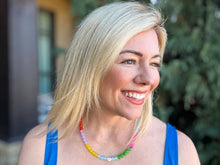 Load image into Gallery viewer, Beaded Necklace - Multi-Colored Opals w/Pearl Heart - Esther