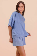 Load image into Gallery viewer, Mineral Washed Knit Casual Top & Shorts: SEAFOAM