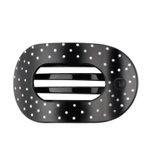 Load image into Gallery viewer, Black Polka Dot Party Large Flat Round Hair Clip