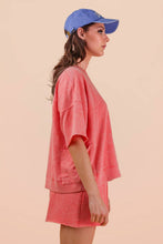 Load image into Gallery viewer, Mineral Washed Knit Casual Top & Shorts: BLACK