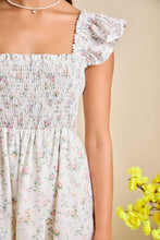 Load image into Gallery viewer, Floral Smocked Maxi Dress – Spring Summer Sundress: IVORY / M