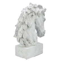 Load image into Gallery viewer, 18" Horsehead Wood-Like Carving Statue Centerpiece: White