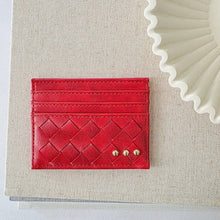 Load image into Gallery viewer, Mariah Woven Small Card Holder Wallet: Cherry Red