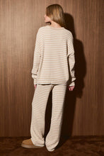 Load image into Gallery viewer, Striped Knit Sweater and Wide Leg Pant Set: GREEN-DK RED STRIPE / S