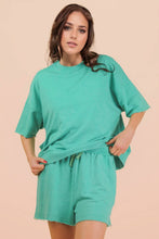 Load image into Gallery viewer, Mineral Washed Knit Casual Top & Shorts: CORAL