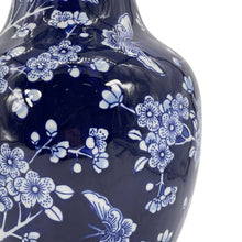 Load image into Gallery viewer, Dark Blue Chinoiserie Ceramic Vase 14"