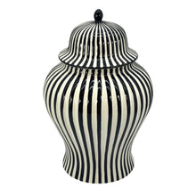 Load image into Gallery viewer, Black & White Candy Cane Striped Ceramic Vase 18"