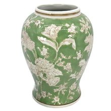 Load image into Gallery viewer, Green & White Chinoiserie Ginger Jar 14"