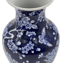Load image into Gallery viewer, Dark Blue Chinoiserie Ceramic Vase 14"