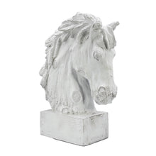 Load image into Gallery viewer, 18" Horsehead Wood-Like Carving Statue Centerpiece: White
