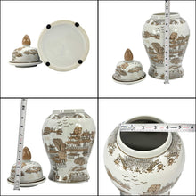 Load image into Gallery viewer, Brown & White Landscape Chinoiserie Ginger Jar 14"