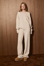 Load image into Gallery viewer, Striped Knit Sweater and Wide Leg Pant Set: GREEN-DK RED STRIPE / S
