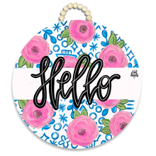 Load image into Gallery viewer, Chinoiserie Round Door Hanger: Welcome