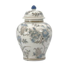 Load image into Gallery viewer, Floral Chinoiserie Ceramic Ginger Jar 12": Brown & White