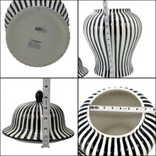 Load image into Gallery viewer, Black & White Candy Cane Striped Ceramic Vase 18"