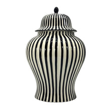 Load image into Gallery viewer, Black & White Candy Cane Striped Ceramic Vase 18"