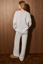 Load image into Gallery viewer, Striped Knit Sweater and Wide Leg Pant Set: GREEN-DK RED STRIPE / XS