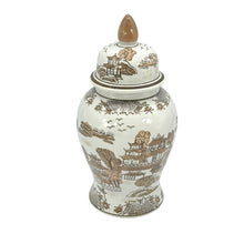 Load image into Gallery viewer, Brown & White Landscape Chinoiserie Ginger Jar 14"