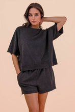 Load image into Gallery viewer, Mineral Washed Knit Casual Top & Shorts: SEAFOAM