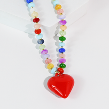 Load image into Gallery viewer, Happy colorful heart Necklace: Purple