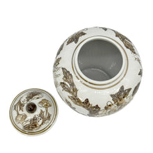 Load image into Gallery viewer, Brown & White Chinoiserie Ceramic Urn Style Jar 10"