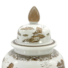 Load image into Gallery viewer, Brown & White Landscape Chinoiserie Ceramic Jar 25"