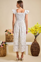 Load image into Gallery viewer, Floral Smocked Maxi Dress – Spring Summer Sundress: IVORY / M