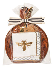 Load image into Gallery viewer, Bevel Board Kit - 9.75 x 8" Acacia Medium w/ Gold Spreader, Honeybee Napkin, and Ribbon