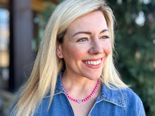 Load image into Gallery viewer, Beaded Necklace - Pink Beads w/ Purple Opal Heart - Karley