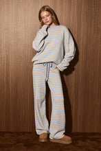 Load image into Gallery viewer, Striped Knit Sweater and Wide Leg Pant Set: GREEN-DK RED STRIPE / L