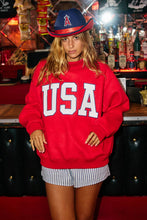 Load image into Gallery viewer, Red 'USA & FLAG' Reversible Mock Neck