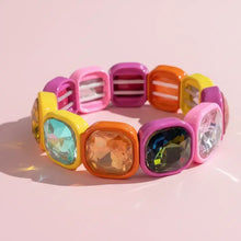 Load image into Gallery viewer, Enamel Stretch Bracelet - Rounded Gems - Elise - Asst Colors: Green