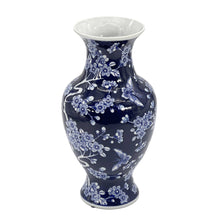 Load image into Gallery viewer, Dark Blue Chinoiserie Ceramic Vase 14"