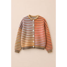 Load image into Gallery viewer, TF26-0715 - Multi color button up cardigan: MOCHA MIX / S-M-L(3-2-1)