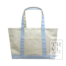 Load image into Gallery viewer, Medium Tote - Coated Canvas Gingham Mist Trim *New!