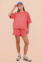 Load image into Gallery viewer, Mineral Washed Knit Casual Top & Shorts: SEAFOAM