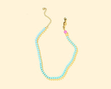 Load image into Gallery viewer, Beaded Necklace - Sky Blue + Multi-Colored Beads - Haley