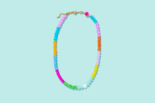 Load image into Gallery viewer, Beaded Necklace - Multi-Colored Opals w/Pearl Heart - Esther
