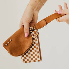 Load image into Gallery viewer, Wonderlust Woven Dual Pouch Wristlet: Black Checkered