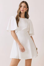 Load image into Gallery viewer, Solid Structured Flutter Sleeve A Line Mini Dress